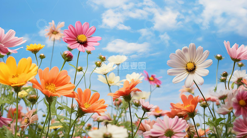 高清大图下载【趣麦麦图】彩色花卉小雏菊背景