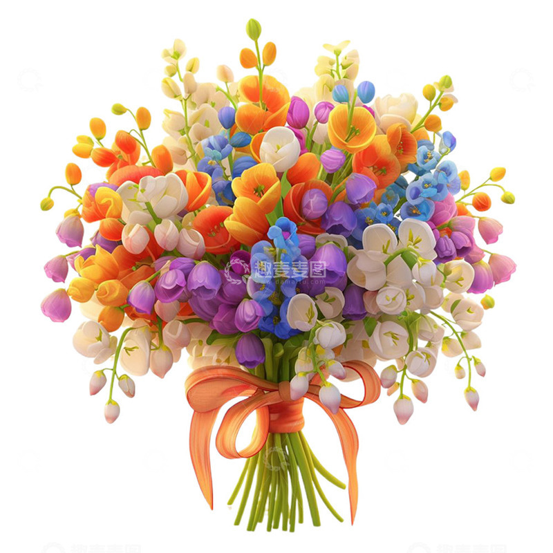 高清大图下载【趣麦麦图】立体丝带花束