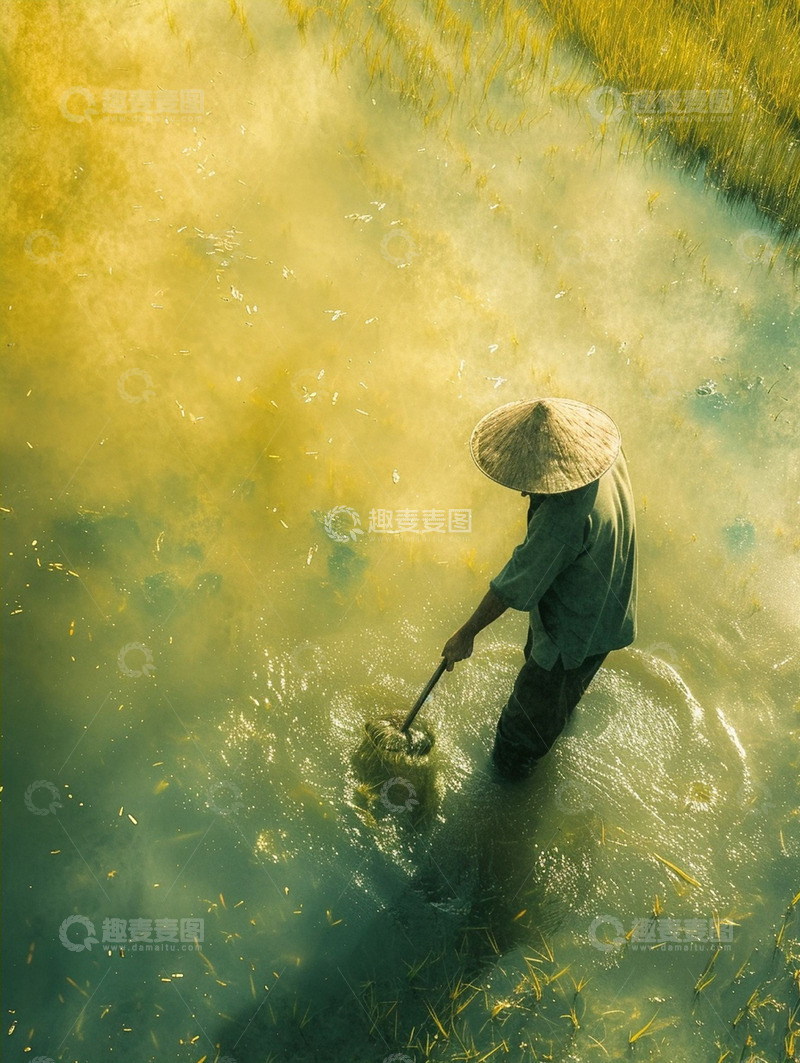 俯视农耕的农民