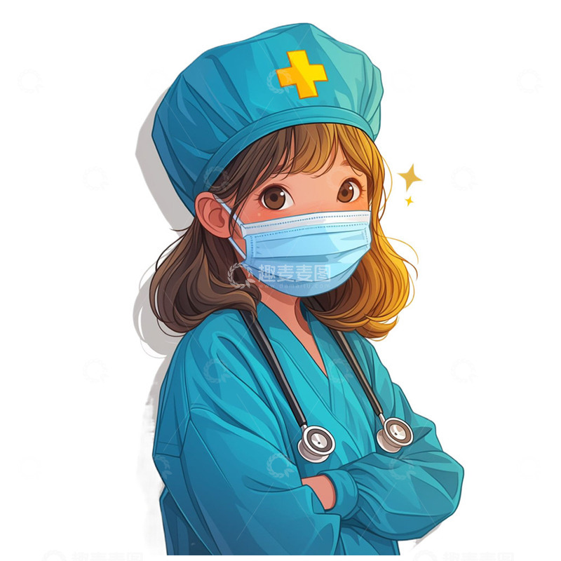 穿着蓝色职业装的医护人员