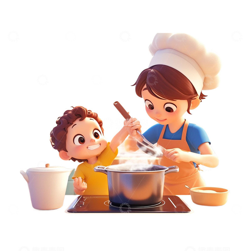 高清大图下载【趣麦麦图】五一帮家人做饭的男孩