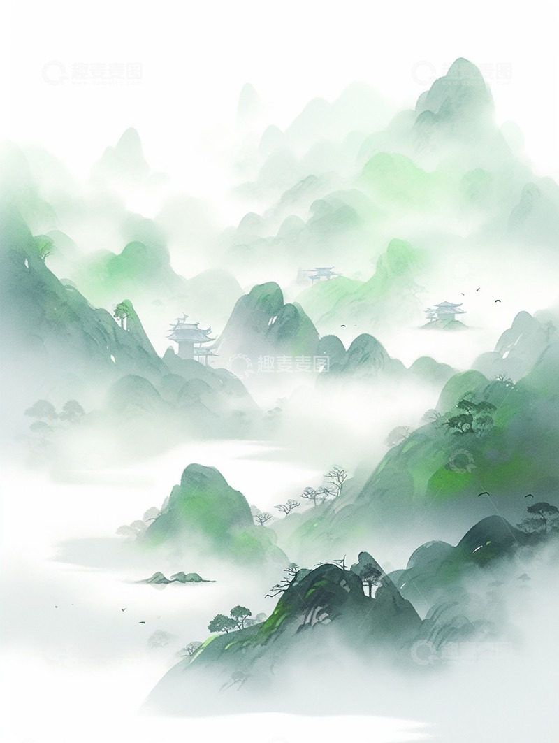 高清大图下载【趣麦麦图】云雾山河场景