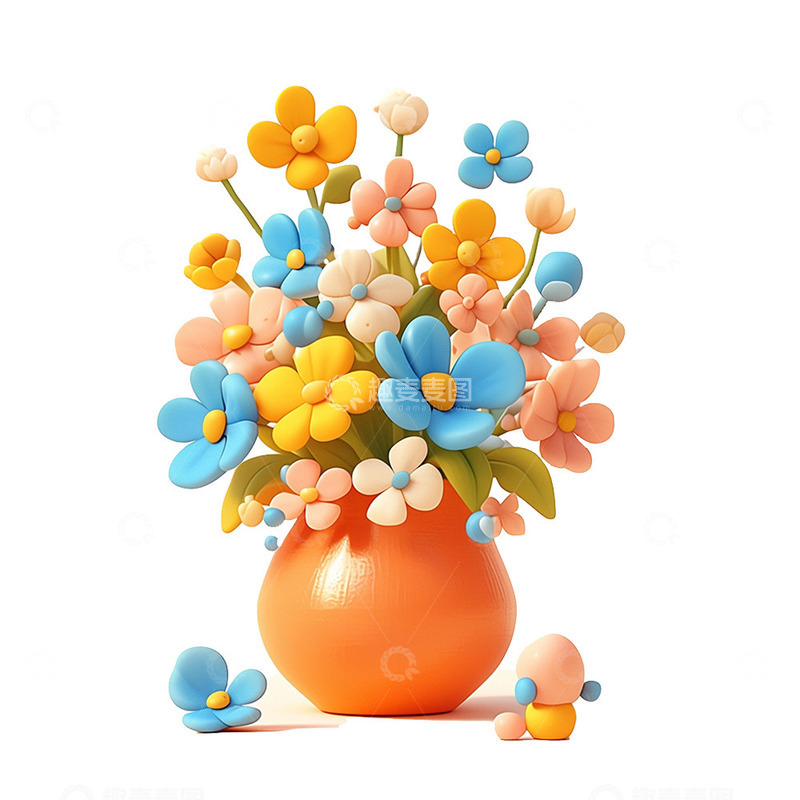 高清大图下载【趣麦麦图】立体花瓶花朵