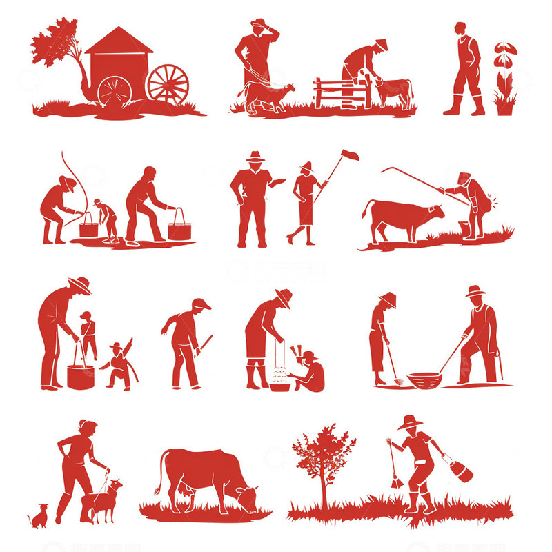 高清大图下载【趣麦麦图】劳动节劳动人民剪影
