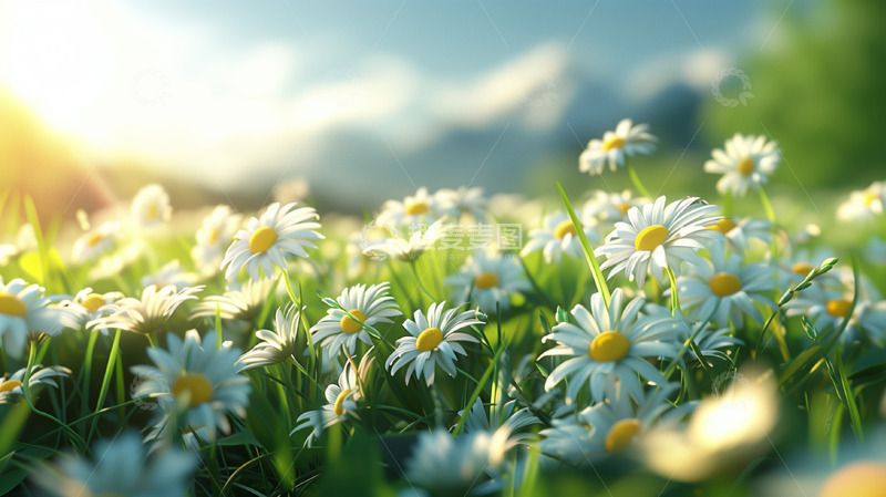 高清大图下载【趣麦麦图】春天踏青雏菊风景