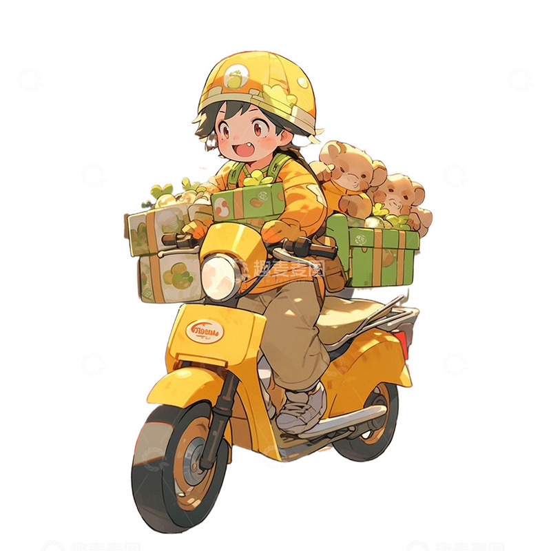 高清大图下载【趣麦麦图】城市配送外卖员