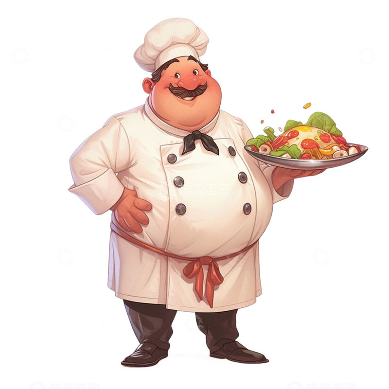 高清大图下载【趣麦麦图】端着一盘美食的厨师
