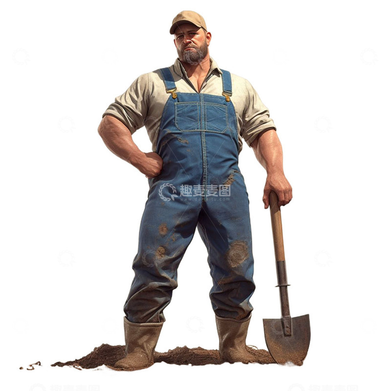 高清大图下载【趣麦麦图】拿着铁锹的工人