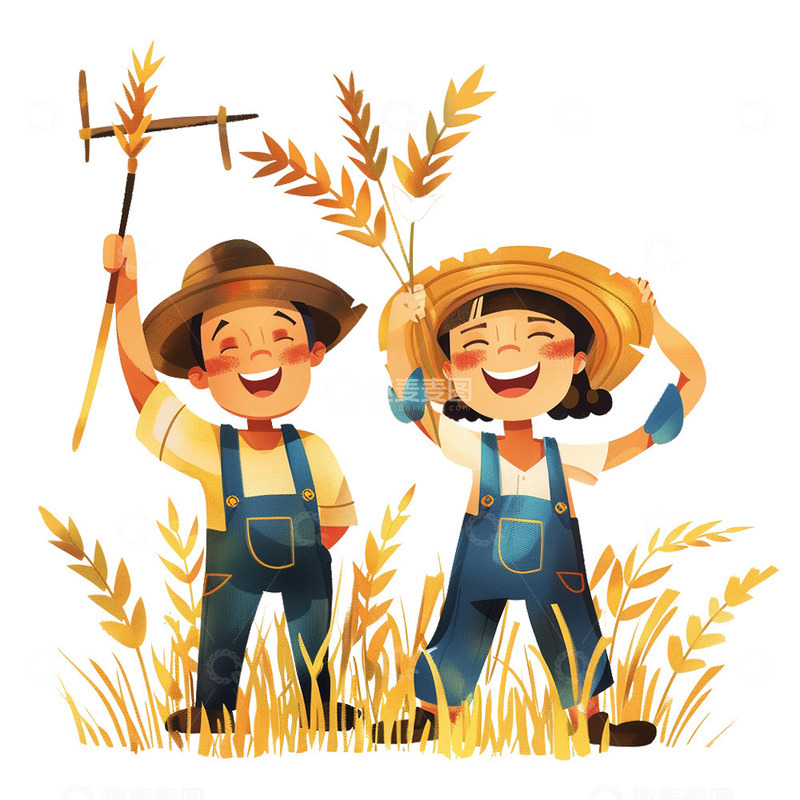高清大图下载【趣麦麦图】五一劳动节丰收场景