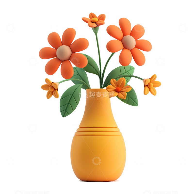 高清大图下载【趣麦麦图】立体花束花瓶