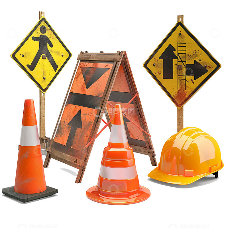 高清大图下载【趣麦麦图】交通道路施工道具