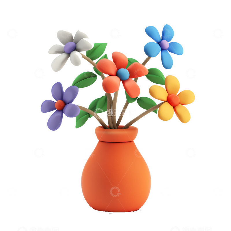 高清大图下载【趣麦麦图】立体花瓶花朵图