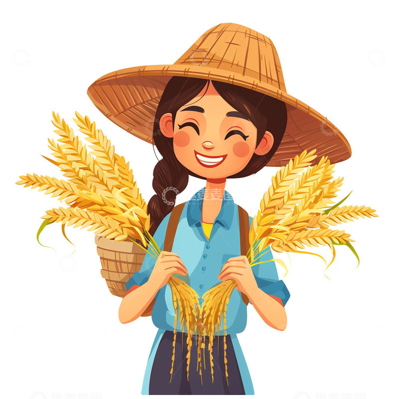 高清大图下载【趣麦麦图】五一丰收女孩