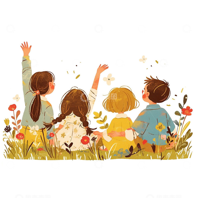 高清大图下载【趣麦麦图】坐在草坪上的青年背影