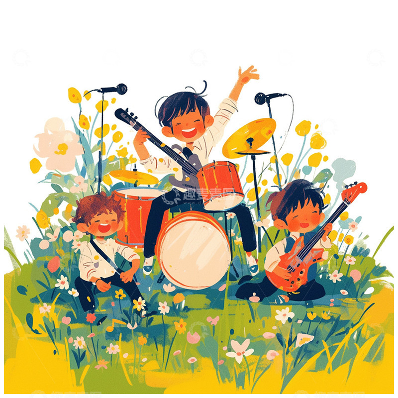 高清大图下载【趣麦麦图】草坪上表演的乐队