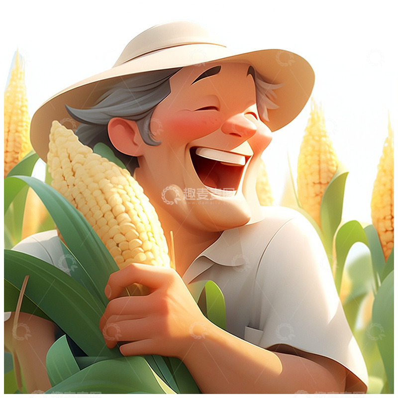 高清大图下载【趣麦麦图】五一劳动节玉米丰收