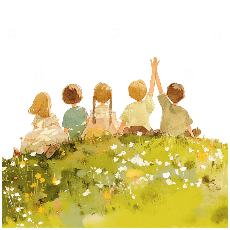 高清大图下载【趣麦麦图】草坪上玩耍的青年人群