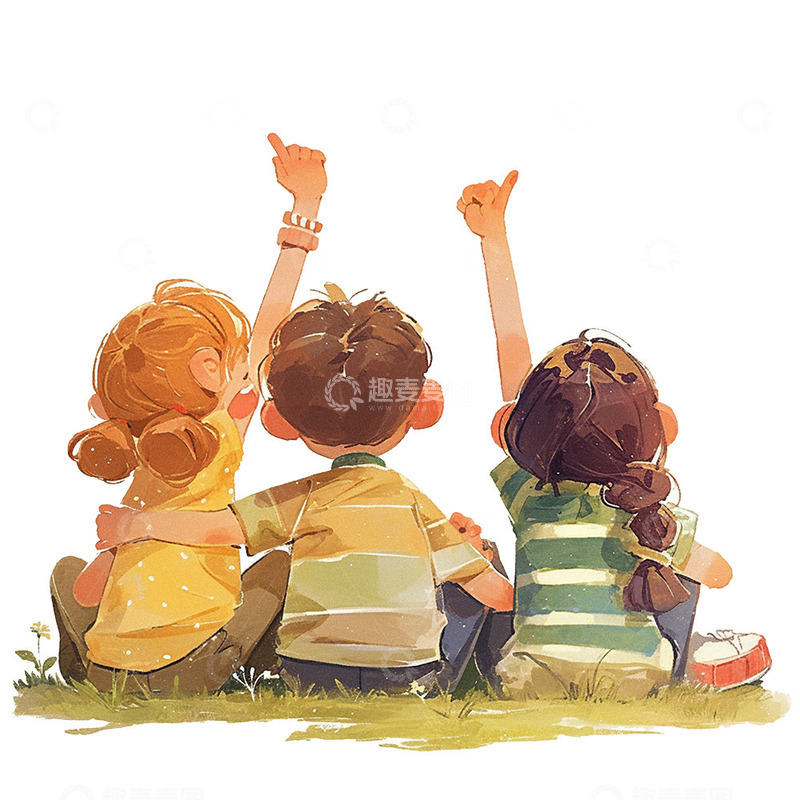 高清大图下载【趣麦麦图】草坪上坐着的人物