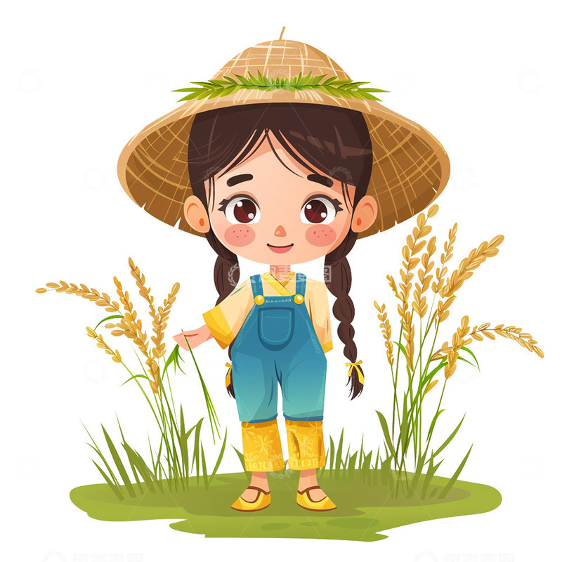 高清大图下载【趣麦麦图】-站在稻田里的女孩