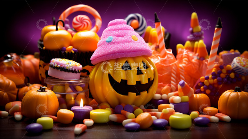 高清大图下载【趣麦麦图】万圣节美食南瓜糖果暖色场景