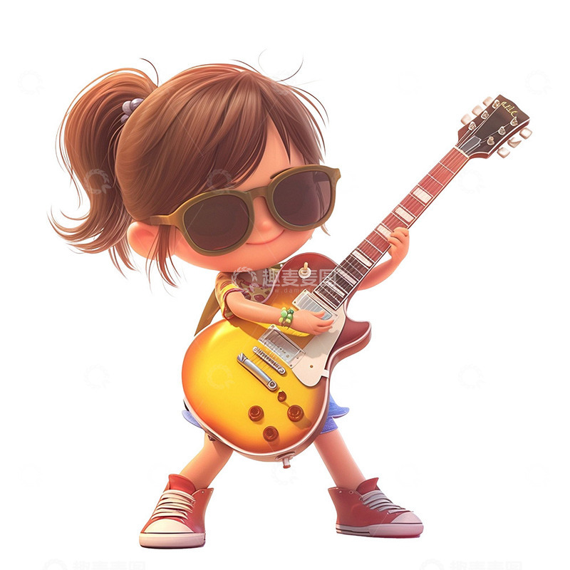 高清大图下载【趣麦麦图】弹吉他表演的女孩