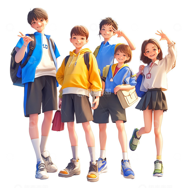 高清大图下载【趣麦麦图】青年节可爱学生人群