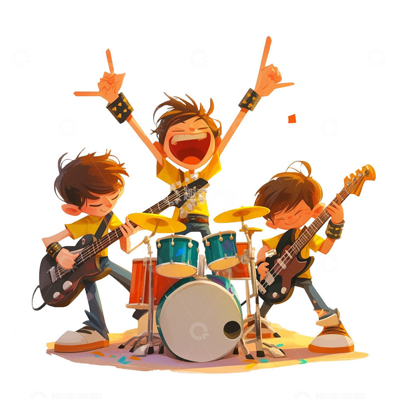 高清大图下载【趣麦麦图】青年摇滚乐队