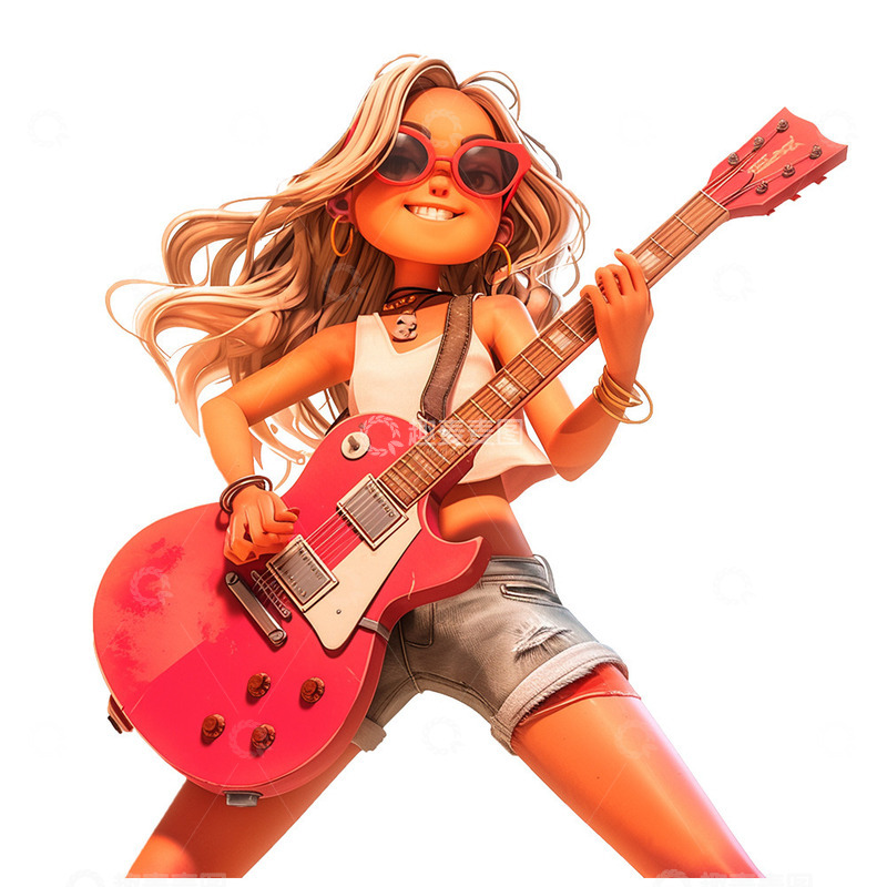 高清大图下载【趣麦麦图】五四弹吉他的女孩