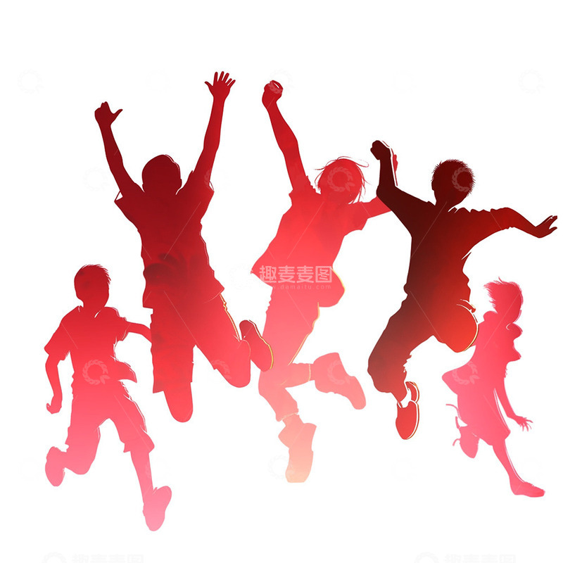 高清大图下载【趣麦麦图】青年欢呼剪影