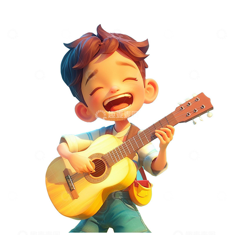 高清大图下载【趣麦麦图】弹唱青年人物