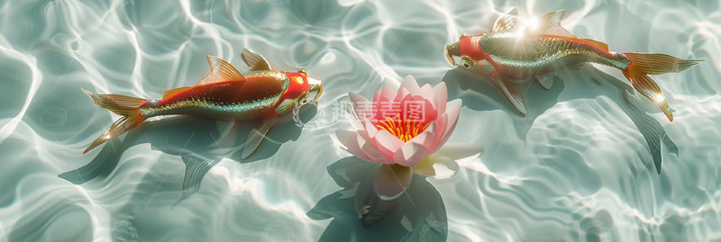 高清大图下载【趣麦麦图】水里的两条金鱼