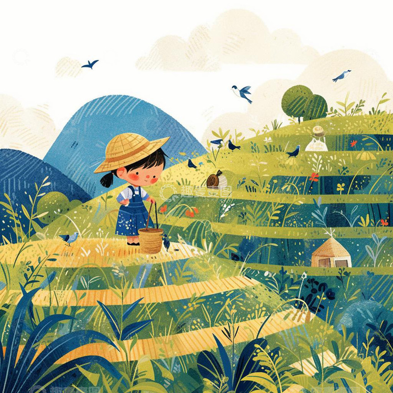 高清大图下载【趣麦麦图】芒种农耕可爱插画