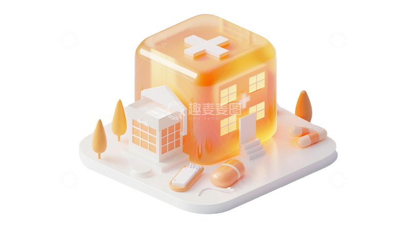 高清大图下载【趣麦麦图】3D立体医院卡通模型