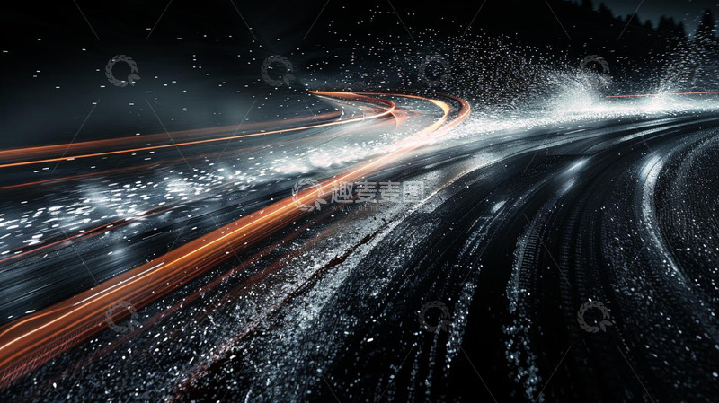 高清大图下载【趣麦麦图】飞速疾驰的夜间高速公路