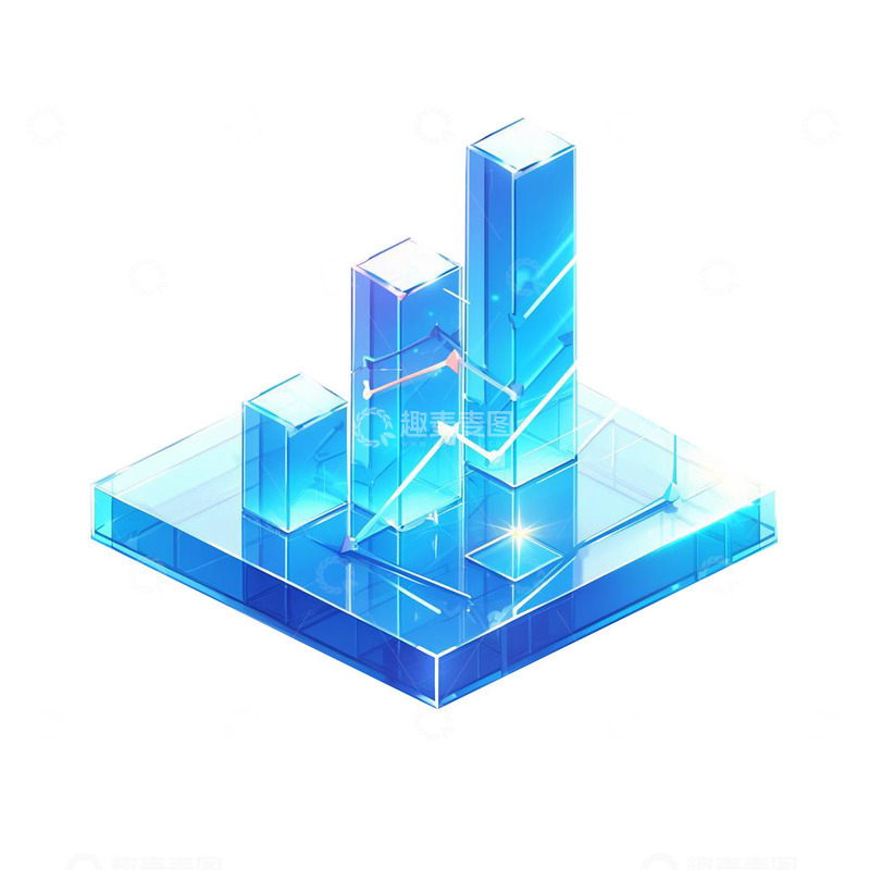 高清大图下载【趣麦麦图】3D蓝色玻璃立体图表