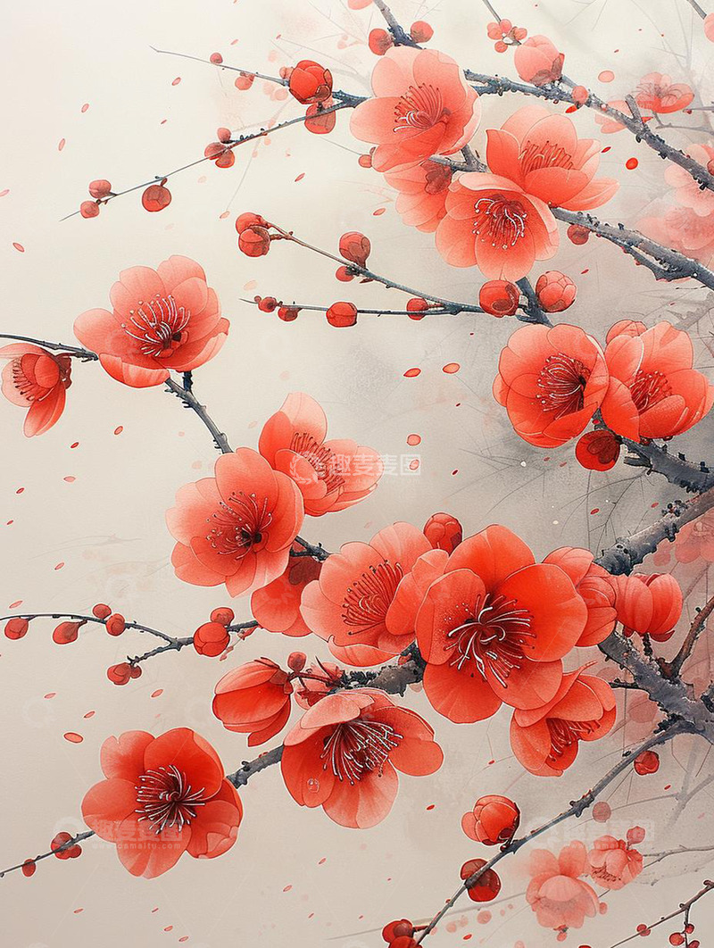 冬季腊梅水墨梅花