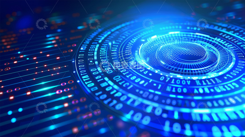 高清大图下载【趣麦麦图】蓝色科技数字智能圆形光效壁纸