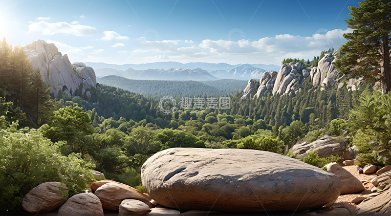 高清大图下载【趣麦麦图】森林石头大自然场景
