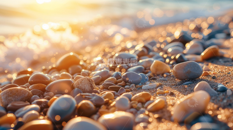 高清大图下载【趣麦麦图】海边海岸的鹅卵石头
