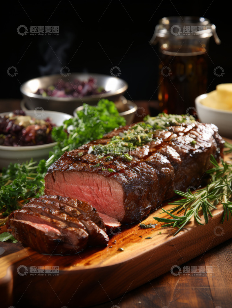 高清大图下载【趣麦麦图】炭烤牛排美食