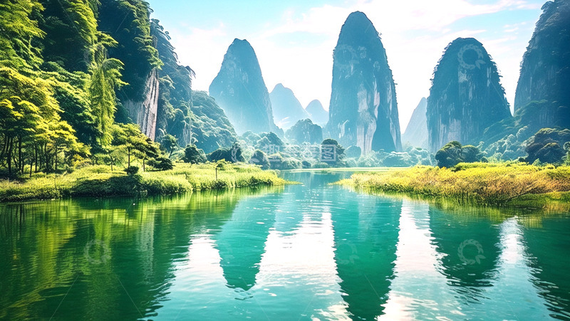 高清大图下载【趣麦麦图】漓江山水青山绿水