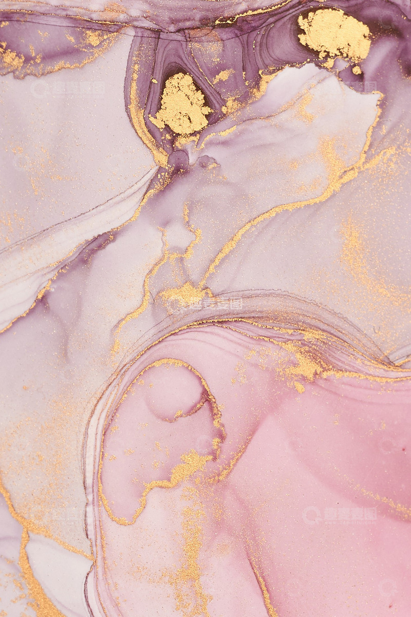 高清大图下载【趣麦麦图】紫色晕染水彩大理石纹金箔背景