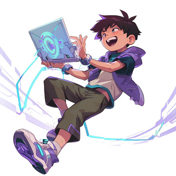 电竞少年卡通插画