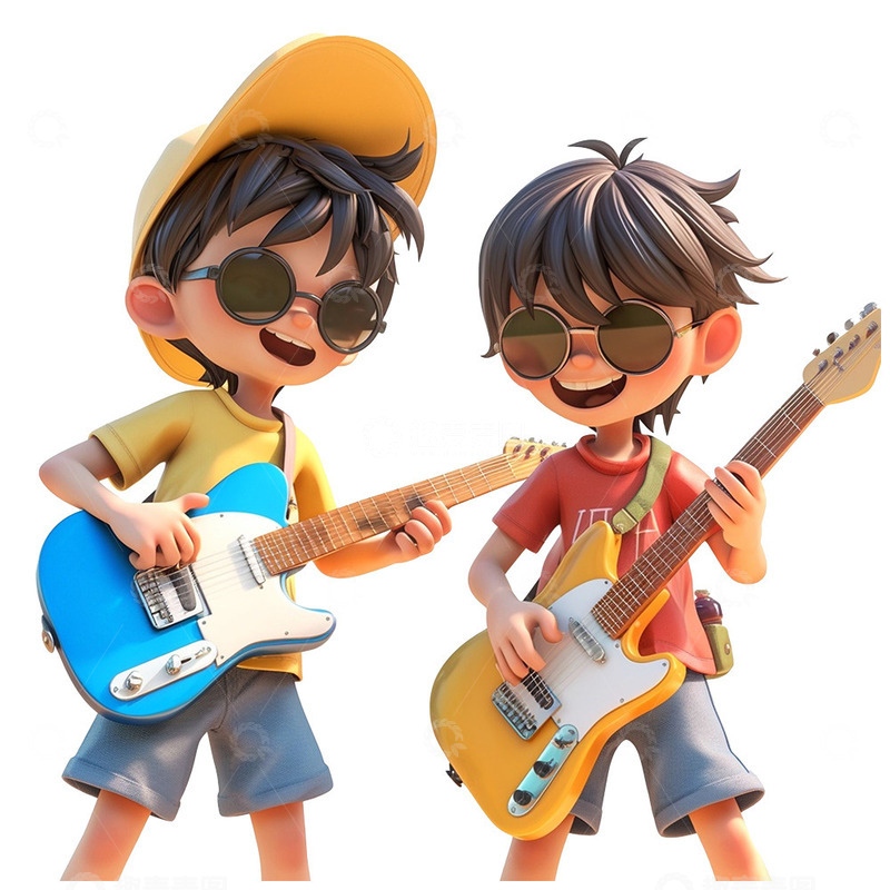 高清大图下载【趣麦麦图】青年节吉他男孩