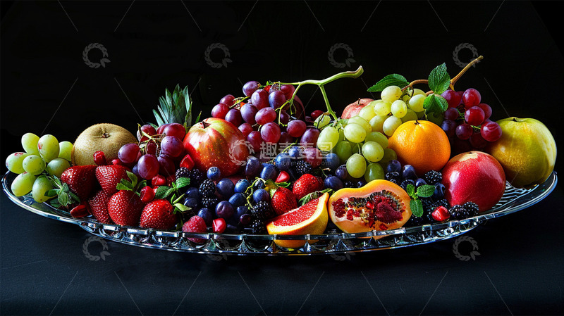 高清大图下载【趣麦麦图】水果果盘葡萄草莓苹果静物美食
