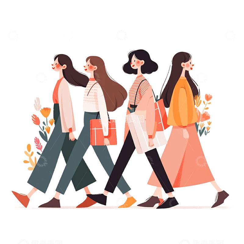 高清大图下载【趣麦麦图】卡通清新都市女青年