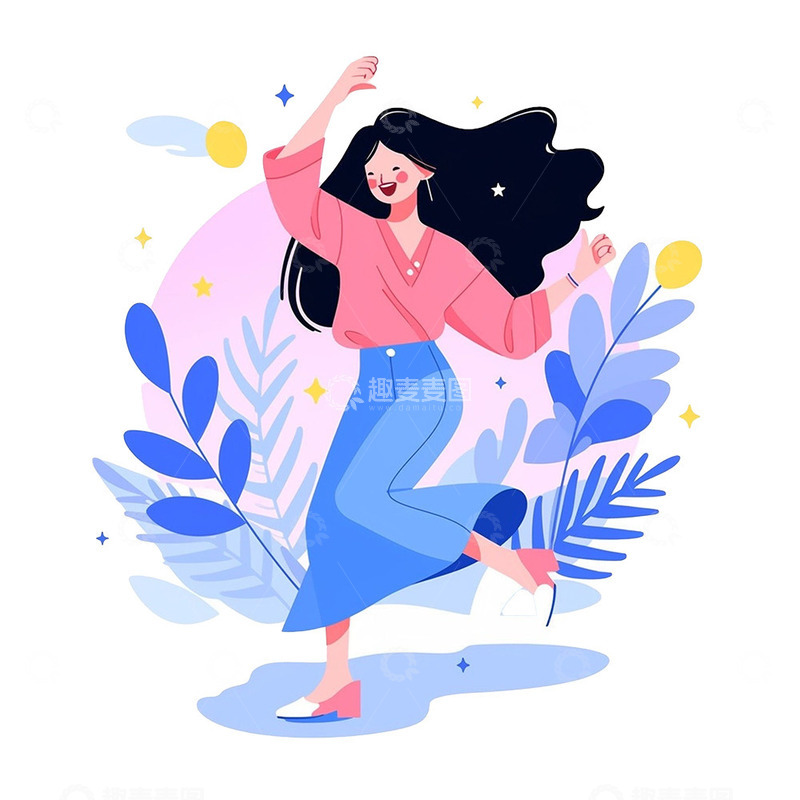 高清大图下载【趣麦麦图】青年节女孩跳舞