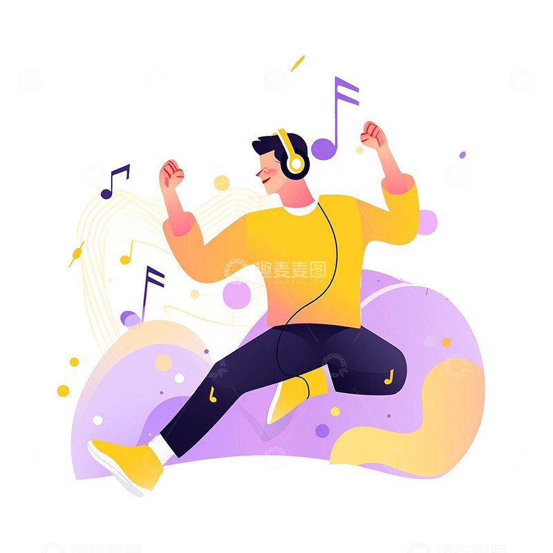 高清大图下载【趣麦麦图】带耳机的男青年