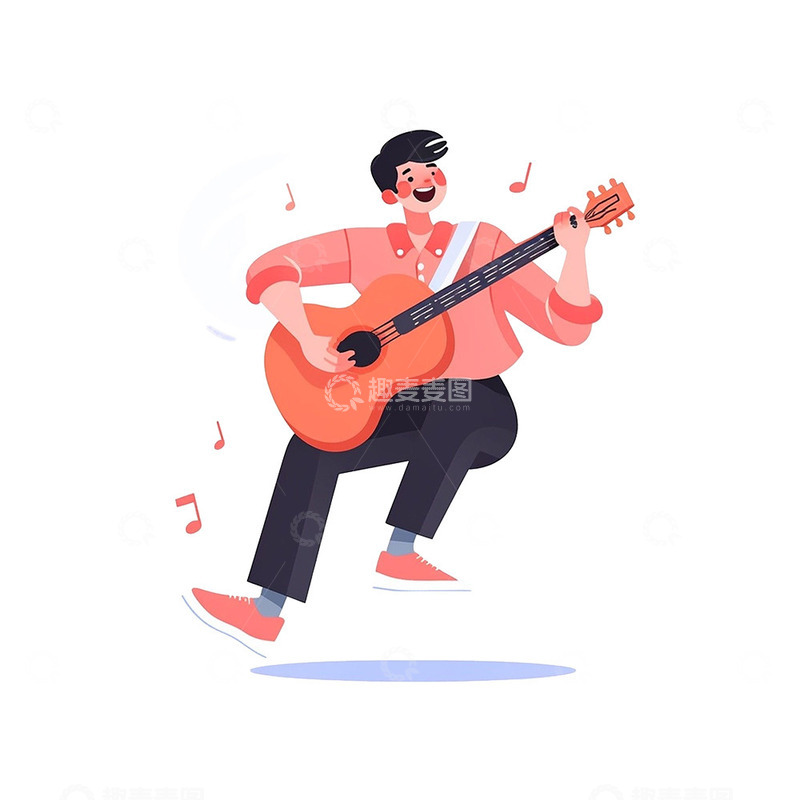 高清大图下载【趣麦麦图】弹吉他的男孩