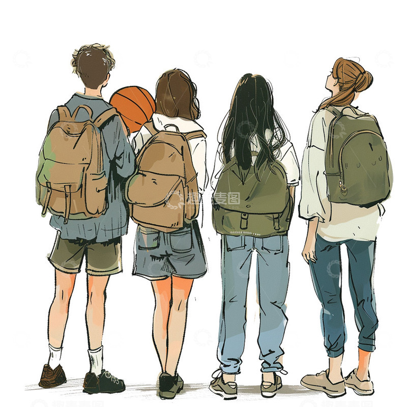 高清大图下载【趣麦麦图】并肩坐在一起的青年